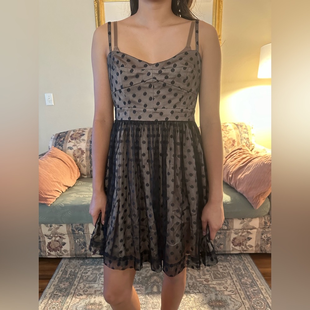 Vintage Fossil Black Polka Dot Mini Dress